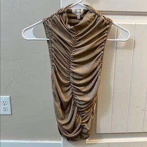 Ruched Tan Sleeveless Top